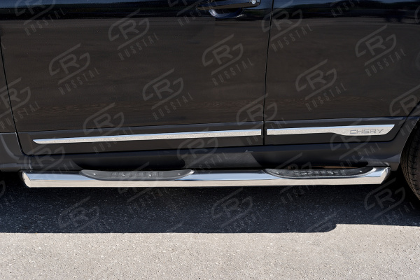 Фото Пороги труба d76 с накладкой (вариант 1) CHERY TIGGO 5 2014