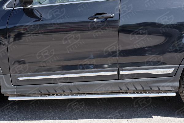 Фото Пороги труба d75х42 овал с проступью CHERY TIGGO 5 2014