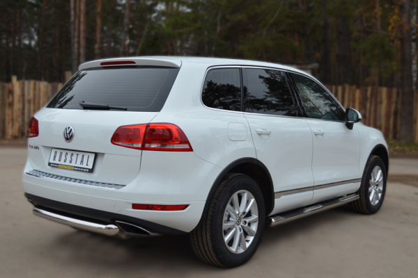 Фото Пороги труба d76 с накладками (вариант 3) VOLKSWAGEN Touareg 2010-2013