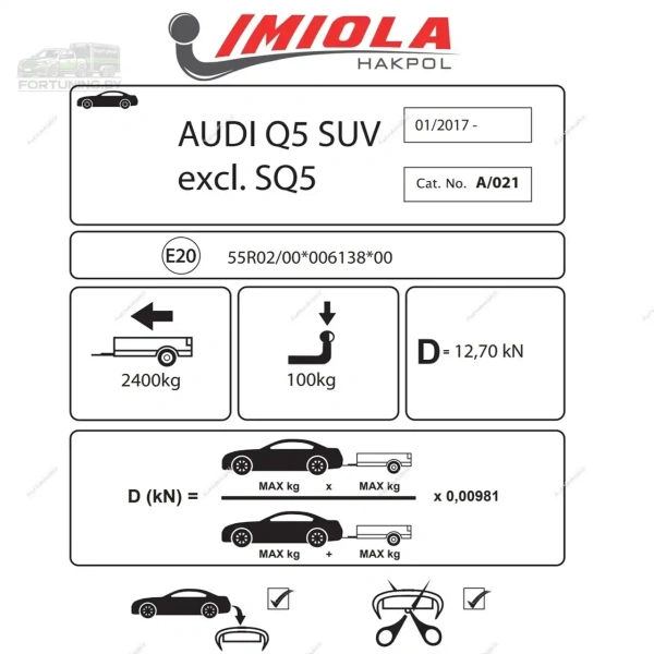 Фаркоп Imiola (Польша) для Audi Q5 II «FY» (2017-2025)