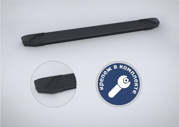 Фото Пороги алюминиевые Rival "Black" для Kia Sorento Prime 2018-