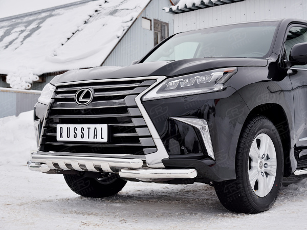Фото Защита переднего бампера d63 дуга-d63 секции+клыки LEXUS LX450d-LX570 2015 (кроме F-Sport)