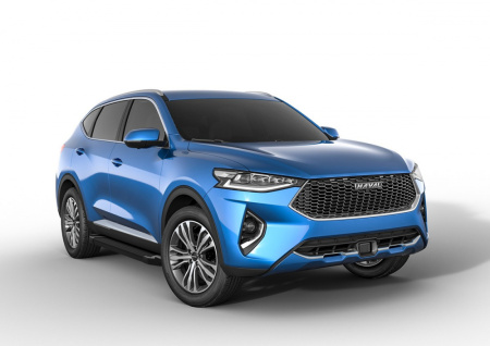 Пороги алюминиевые Rival "Black" для Haval F7 2019-н.в./F7x 2019-н.в.