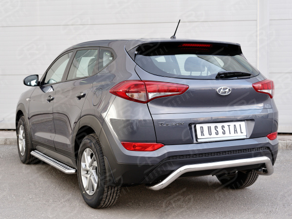 Фото Защита заднего бампера d63 волна под машину (кроме Hi-Tech) HYUNDAI Tucson 2015-2017