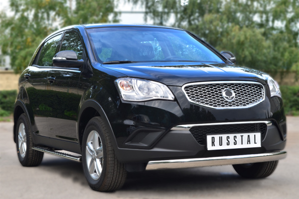 Фото Защита переднего бампера 75х42 (дуга) SSANG ACTYON 2010-2013