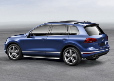 Пороги алюминиевые Rival "Premium" для Volkswagen Touareg, R-Line  2015-