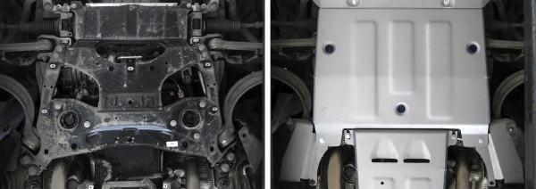 Фото Защита картера Rival (часть 2) для Audi A8 2017-н.в., алюминий 4 мм, с крепежом, 333.0346.1