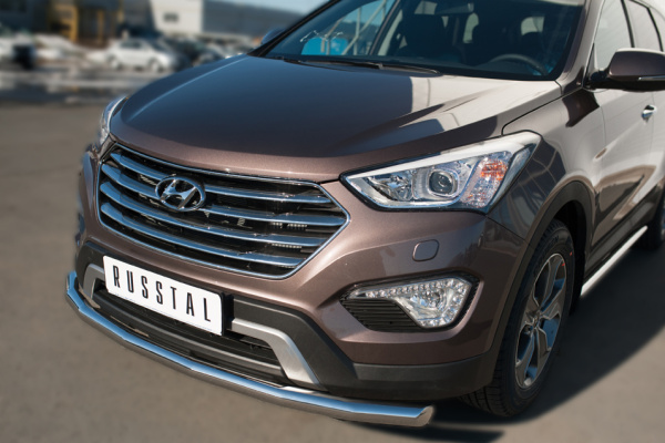 Фото Защита переднего бампера d63 (секции) HYUNDAI SANTA FE GRAND 2014-2015