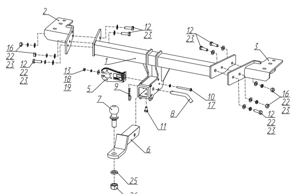 Фаркоп BERG «быстросъемный под квадрат» для Haval H7 I (2024-)