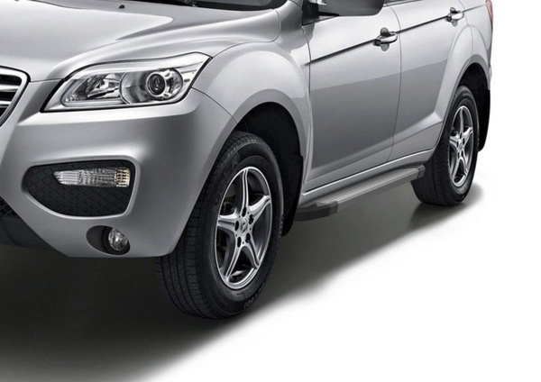 Фото Пороги алюминиевые Rival "Silver" для Lifan X60 2012-2016
