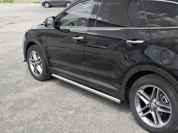 Фото Пороги труба d63 (вариант 2) HYUNDAI SANTA FE GRAND 2016-2018