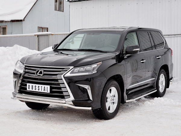 Фото Защита переднего бампера d42 волна-d42 дуга LEXUS LX450d-LX570 2015 (кроме F-Sport)