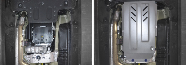 Фото Защита КПП и РК Rival для Kia Stinger 4WD 2018-н.в., алюминий 4 мм, с крепежом, 333.2844.1