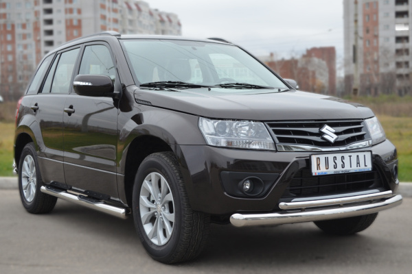 Фото Защита переднего бампера d76/42 (дуга) SUZUKI Grand Vitara 5 дв. 2012-2016