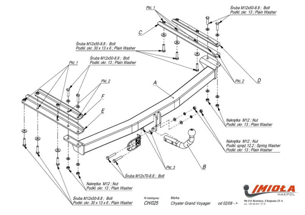 Фаркоп Imiola для Chrysler Grand Voyager 2008-