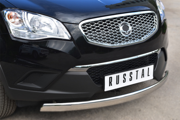 Фото Защита переднего бампера 75х42 (дуга) SSANG ACTYON 2010-2013