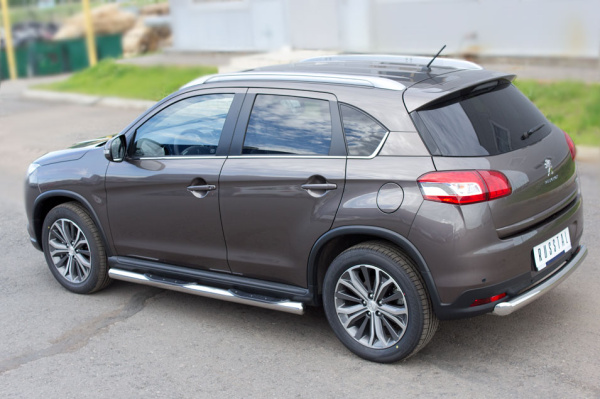 Фото Пороги труба d76 с накладками (вариант 3) PEUGEOT 4008 2012-2017