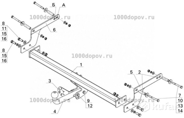 фото Фаркоп AvtoS для Renault Duster I (2010-2015)