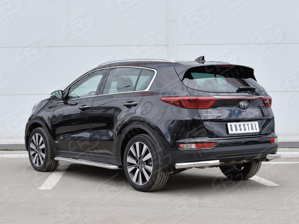 Фото Защита заднего бампера уголки d63 секция (кроме GT-Line) KIA SPORTAGE 2016-2018
