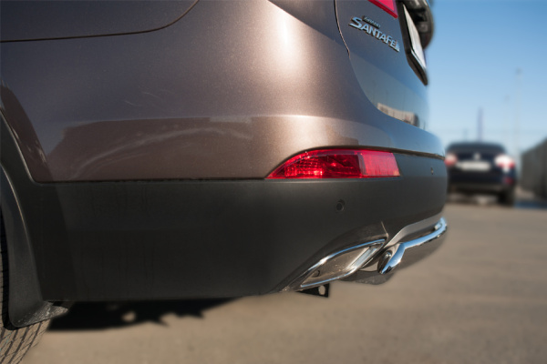 Фото Защита заднего бампера d75х42 (дуга) HYUNDAI SANTA FE GRAND 2014-2015