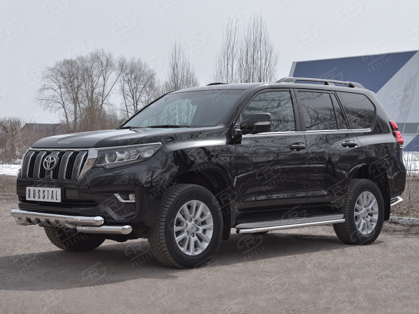 Фото Защита переднего бампера d76 секции-d76 уголки+клыки TOYOTA LC PRADO 150 2017-