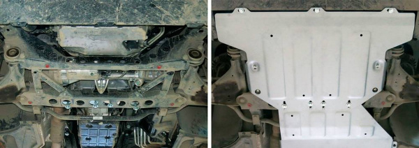 Фото Защита картера Rival для Mercedes-Benz V-class АКПП RWD 2014-н.в., алюминий 4 мм, с крепежом, 333.3938.1