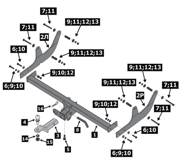 фото Фаркоп BERG для Lada Largus I (2012-) "быстросъемный под квадрат"
