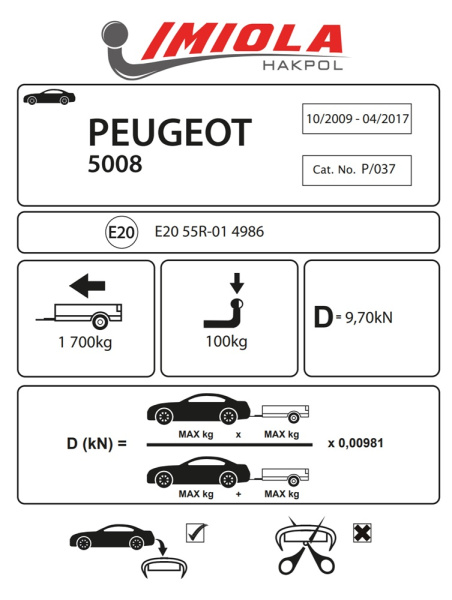 Фаркоп Imiola для Citroen C4 Picasso 2006-2013