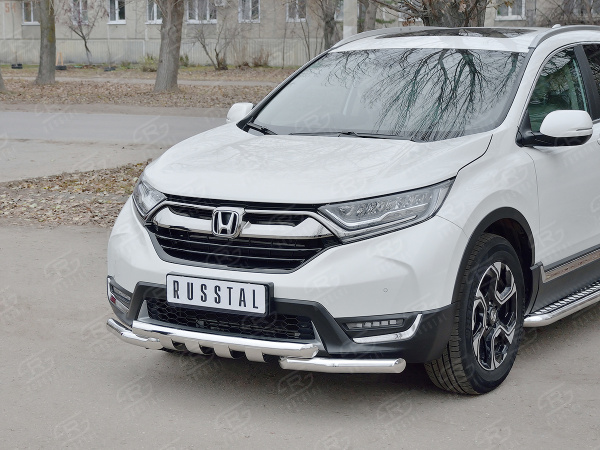 Фото Защита переднего бампера d63 дуга-d63 уголки+клыки HONDA CR-V 2017-