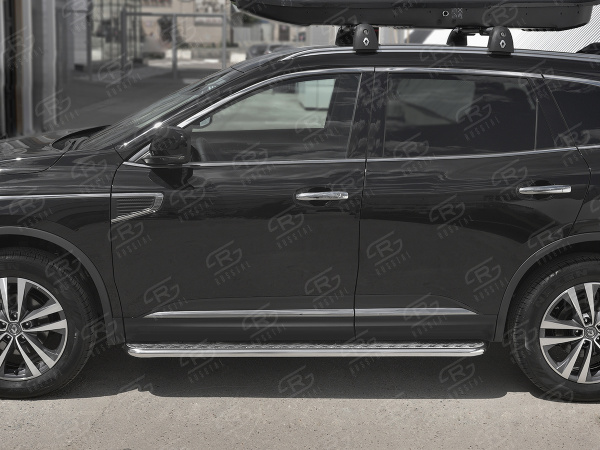 Фото Пороги труба d42 с листом (лист алюм, проф. нерж) (вариант 1) RENAULT KOLEOS 2017-