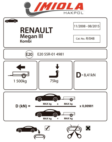 фото Фаркоп Imiola для Renault Megane III универсал 2008-2013