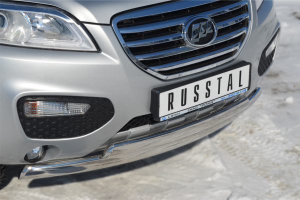 Фото Защита переднего бампера 75х42/75х42 овал (дуга) LIFAN X60 2011-2016