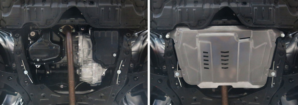 Фото Защита картера и КПП Rival (увеличенная) для Toyota Highlander 2010-2014, алюминий 4 мм, с крепежом, 333.5781.1