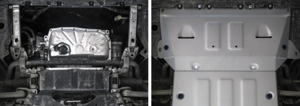 Фото Защита картера Rival (часть 1) для Audi A8 2017-н.в., алюминий 4 мм, с крепежом, 333.0345.1