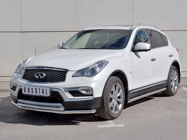 Фото Защита переднего бампера d63 секция-d42 дуга INFINITI QX 50 2016-2018