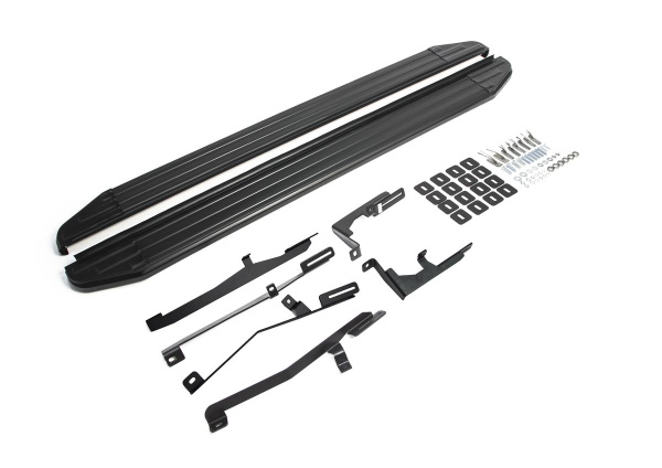 Фото Пороги алюминиевые Rival "Premium-Black" для Hyundai Grand Santa Fe 2012-2016-