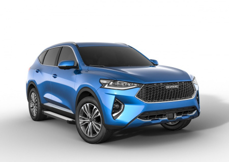 Пороги алюминиевые Rival "Silver" для Haval F7 2019-н.в./F7x 2019-н.в.