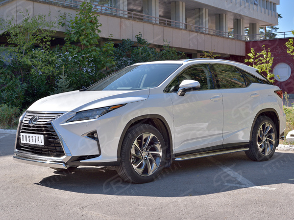 Фото Защита переднего бампера 75х42 дуга LEXUS RX200t 2015- (кроме F-Sport)