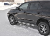 Фото Пороги труба 75х42 овал с проступью(лист алюм пыльник) TOYOTA FORTUNER 2017-