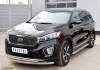 Фото Пороги труба d42 с листом (лист алюм,проф.сталь)(вариант 2) KIA SORENTO PRIME CRDI 2015-2018