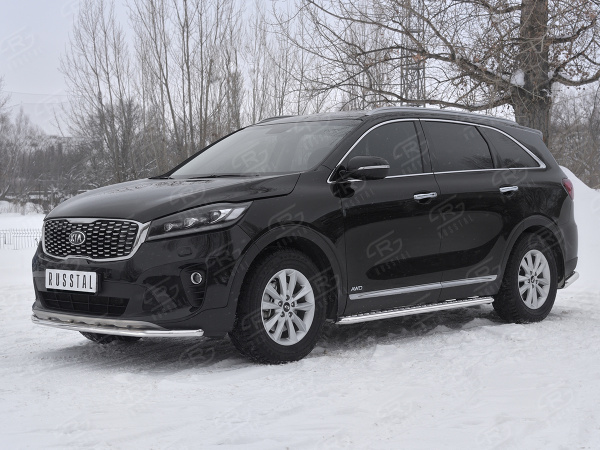 Фото Защита переднего бампера d42 секции KIA SORENTO PRIME 2018-