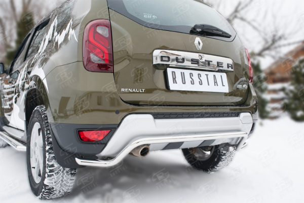 Фото Защита заднего бампера d42 (волна) длинная RENAULT Duster 2015-
