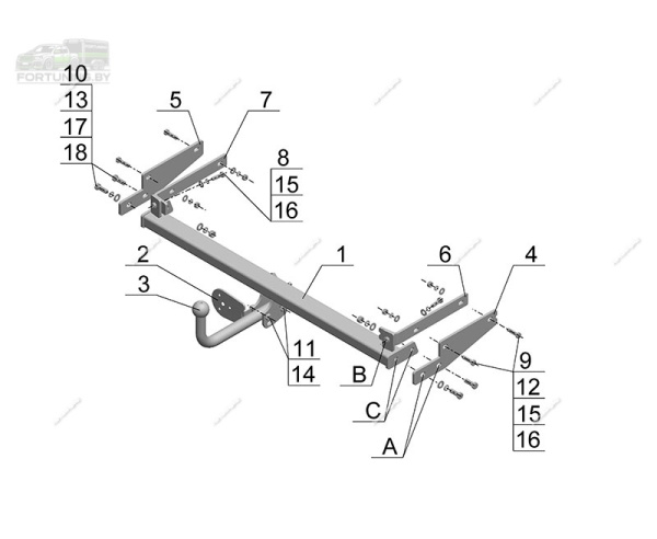 фото Фаркоп AvtoS для RENAULT Symbol (1998-2008)