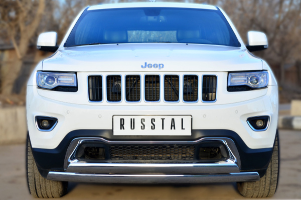 Фото Защита переднего бампера 75*42 (дуга) 75*42 (дуга) JEEP Grand Cherokee 2013-