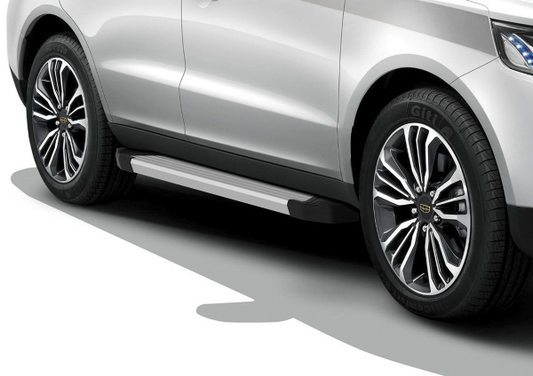 Фото Пороги алюминиевые Rival "Silver" для Geely Emgrand X7 2018-