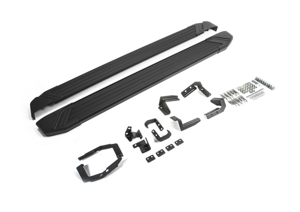 Фото Пороги алюминиевые Rival "Black" для Hyundai Santa Fe 2018-