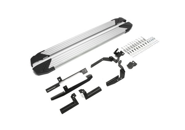 Фото Пороги алюминиевые Rival "Silver" для Kia Sorento Prime 2015-2017