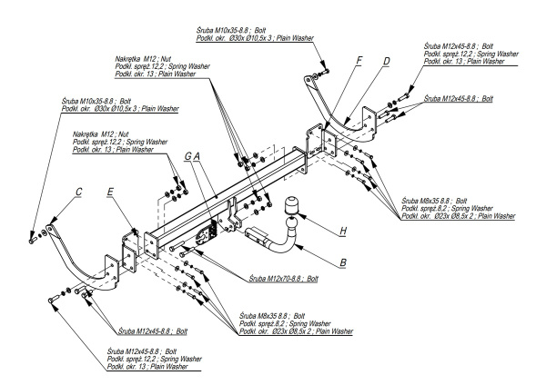 Фаркоп Imiola для Citroen C5 универсал 2008-2017 ( кроме 2.2 и 3.0HDI)