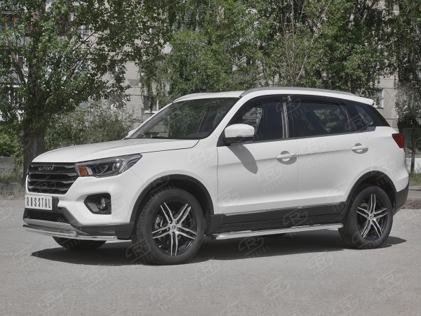 Фото Пороги труба d42 с листом (лист нерж, проф. нерж) (вариант 3) LIFAN X70 2018-