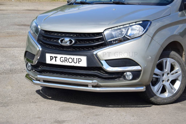 Фото Защита переднего бампера двойная Ø51/51мм (НПС) LADA X-RAY 2016-